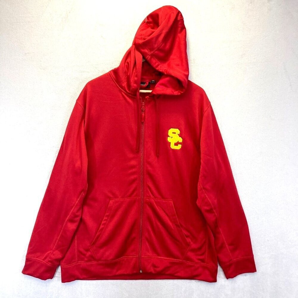 USC Trojans‎ Trophy Full Zip Up Hoodie Sweatshirt Mens Size XL Red Dunbrooke